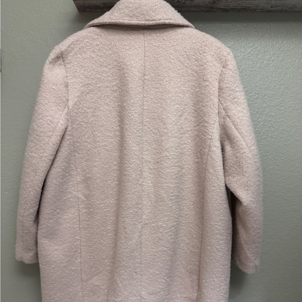 H&M Twill Coat Light Beige Cream Button Closure Oversized Size XXL 2XL - Picture 6 of 7